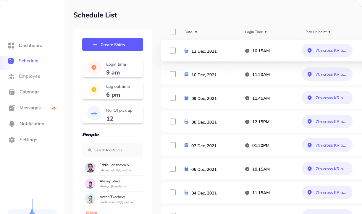 Schedule List